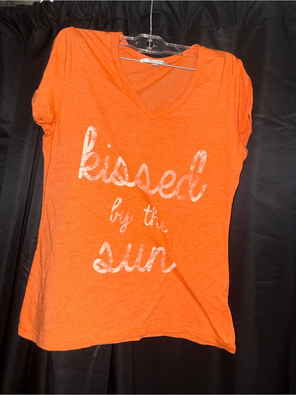 Charming Charlie Orange V-Neck 'Kissed by the Sun' Graphic Tee